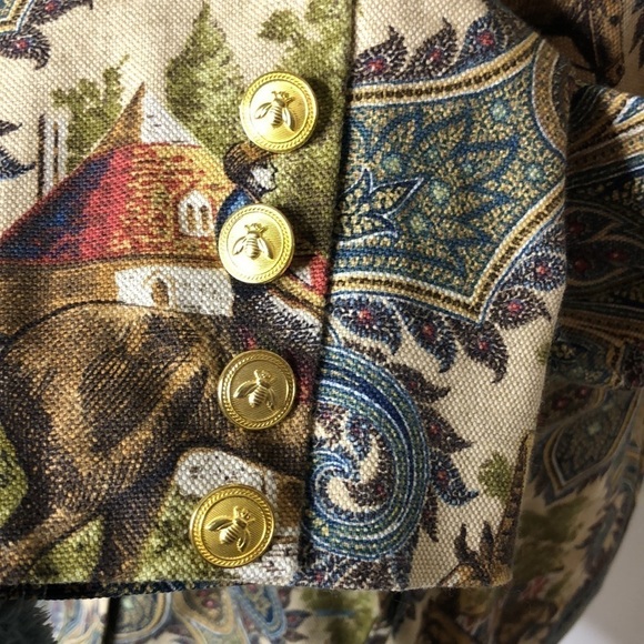 B The Collection Equestrian Motif Long Jacket L - Picture 3 of 12